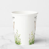 ハッピーイースターホワイトバニー花模様 パーソナライズされた 紙コップ (右)