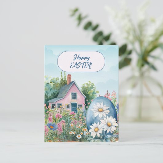ハッピーイースターホームジャイアントイースターエッグデイジー ポストカード (スタンド正面)