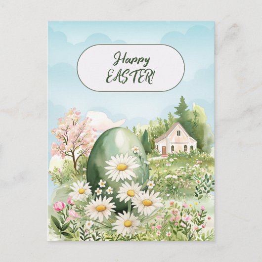 ハッピーイースターホームジャイアントイースターエッグデイジー ポストカード (正面)