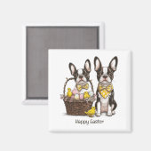 ハッピーイースターボストンテリアドッグス マグネット (正面/裏面)