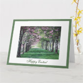 ハッピーイースターボニースコットランドピンクさくらんぼの花 カード (黄色い花)
