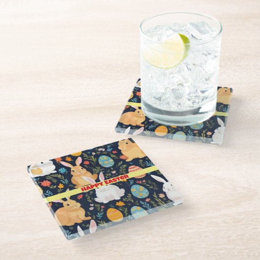 ハッピーイースターボホバニーコレクション ガラスコースター (アングル)