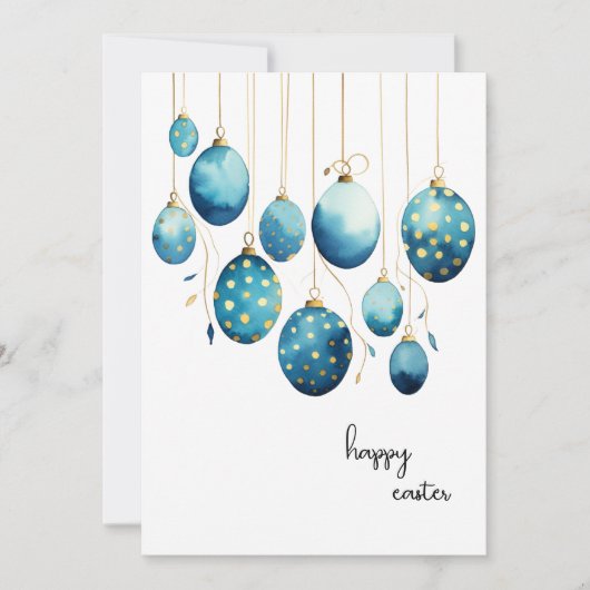 ハッピーイースターボンディブルー水玉模様イースターエッグ シーズンカード (正面)
