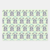 ハッピーイースターボーイズバニーラビットブルーアンドグリーン ラッピングペーパーシート (正面3)