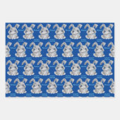 ハッピーイースターボーイズバニーラビットブルーアンドグリーン ラッピングペーパーシート (正面2)