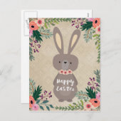 ハッピーイースターポストイースターバニーパーソナライズされた シーズンポストカード (正面/裏面)