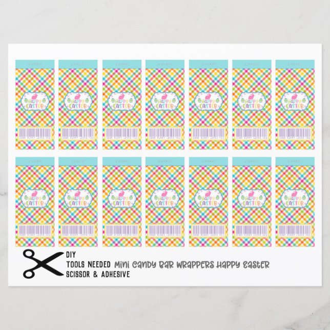 ハッピーイースターミニキャンディチョコレートバーラッパDIY (正面)