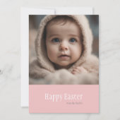 ハッピーイースターミニマルなピンクの写真 シーズンカード (正面)