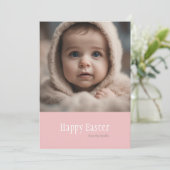 ハッピーイースターミニマルなピンクの写真 シーズンカード (スタンド正面)