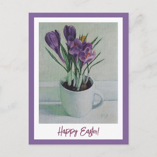 ハッピーイースタームラサキヴィンテージ素晴らしアート ポストカード (正面)