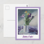 ハッピーイースタームラサキヴィンテージ素晴らしアート ポストカード (正面/裏面)