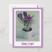 ハッピーイースタームラサキヴィンテージ素晴らしアート ポストカード (正面/裏面)