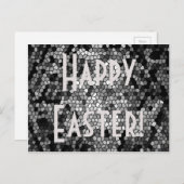 ハッピーイースターモザイクストーンガラスブラックグレーホワイト シーズンポストカード (正面/裏面)