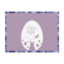 ハッピーイースターモダンエッグパステルパープルホリデーポスト