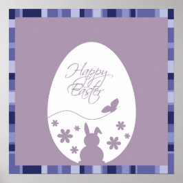 ハッピーイースターモダンエッグパステルパープル ポスター