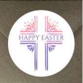 ハッピーイースターモダンカスタムキリスト教復活祭クロス ラウンドシール