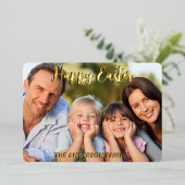 ハッピーイースターモダンスエレガントクリッカスタムト写真 箔シーズンカード (立ち正面)