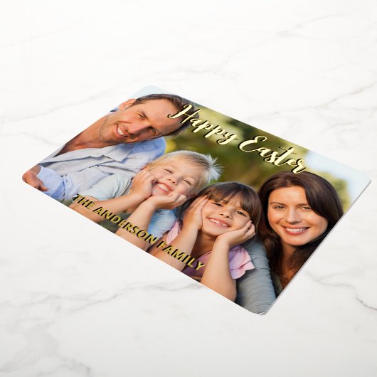ハッピーイースターモダンスエレガントクリッカスタムト写真 箔シーズンカード (回転した状態)