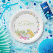 ハッピーイースターモダンチックエッグフローラリース ペーパープレート (パーティー)