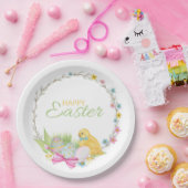 ハッピーイースターモダンチックエッグフローラリース ペーパープレート (パーティー)