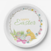 ハッピーイースターモダンチックエッグフローラリース ペーパープレート (正面)