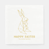 ハッピーイースターモダンホワイトおよび金ゴールド スタンダードランチョンナプキン (正面)