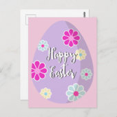 ハッピーイースターモダン卵イラストレーション（花あり） ポストカード (正面/裏面)
