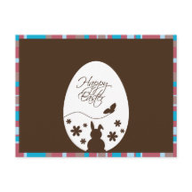 ハッピーイースターモダン卵チョコレートブラウン葉書