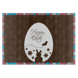 ハッピーイースターモダン卵チョコレートブラウン カッティングボード