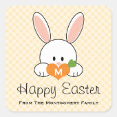 ハッピーイースターモノグラムのバニーシールズイエロー スクエアシール (正面)