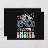ハッピーイースターモンスタートラックバニーラビットエッグ ポストカード (正面/裏面)