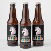 ハッピーイースターユニコーンバニーラビットエッグ ビールラベル (ボトル)
