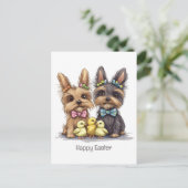 ハッピーイースターヨークシャーテリアドッグス ポストカード (スタンド正面)