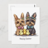 ハッピーイースターヨークシャーテリアドッグス ポストカード (正面/裏面)