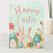 ハッピーイースターライトグリーンの水の色のカスタマイズ カード (正面)