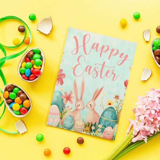 ハッピーイースターライトグリーンの水の色のカスタマイズ ポストカード