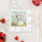 ハッピーイースターラビットエッグスダッフォジルチョウ 縁ありカクテルナプキン (インサイチュ)