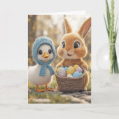 ハッピーイースターラビットエッグベビーアヒル カード (正面)