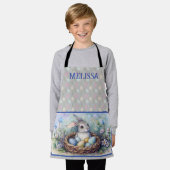 ハッピーイースターラビットバニーエッグの名前をパーソナライズ。 エプロン (着用した状態)