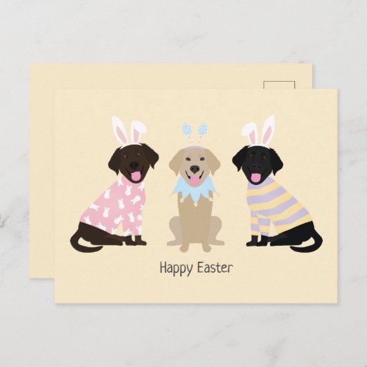 ハッピーイースターラブラドールレトリエバードッグ シーズンポストカード (正面/裏面)