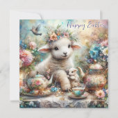 ハッピーイースターラムウォーターカラーパステルティーガーデン シーズンカード (正面)