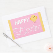 ハッピーイースターリトルチックイエロー 長方形シール (封筒)
