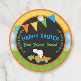 ハッピーイースターリトルバニーアンドニンジンメッセージカード フェイバータグ