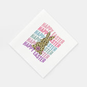 ハッピーイースターレオパードバニーグルーヴキュートラビット スタンダードランチョンナプキン (角)