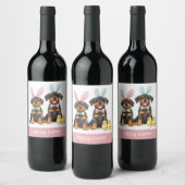 ハッピーイースターロットワイラードッグズバニー耳 ワインラベル (ボトル)