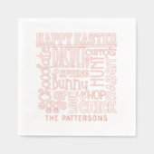 ハッピーイースターワードアートタイポグラフィパーソナライズされた名 箔ナプキン (正面)