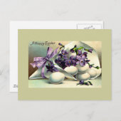 ハッピーイースターヴィオレット&エッグスヴィンテージ シーズンポストカード (正面/裏面)