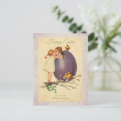 ハッピーイースターヴィンテージエッグチクスボーイガールカスタム シーズンポストカード (スタンド正面)