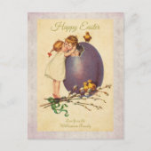 ハッピーイースターヴィンテージエッグチクスボーイガールカスタム シーズンポストカード (正面)