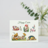 ハッピーイースターヴィンテージコラージュとブンニーズ、チキン シーズンポストカード (スタンド正面)